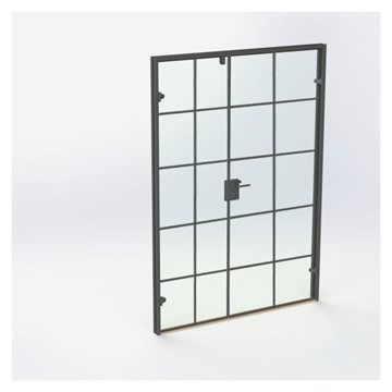 New Yorker Dobbelt Glasdør - Mat sort - M15: 1490 x 2090 mm - (1 aktiv 1 passiv)