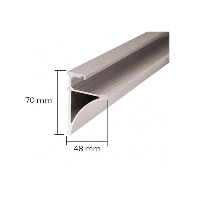 Hyldeholderprofil 1,2 m til 10 mm glas - Børstet stål look