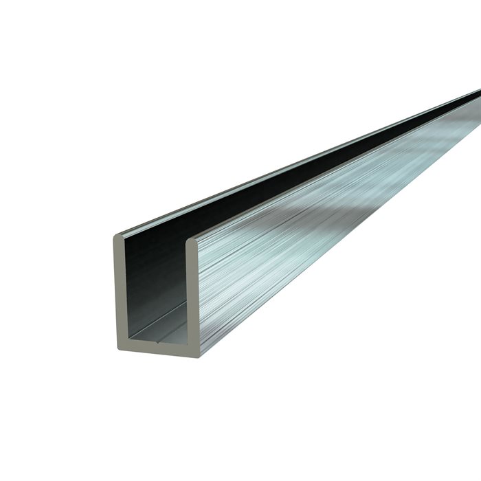 U profil - Børstet stål look - 2500 mm - 19x14,3x19x2 mm