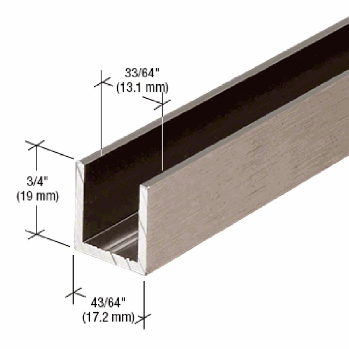 U profil - Børstet stål look - 2,41 m - 19x17x19 mm