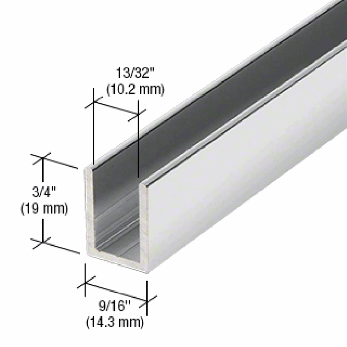Uprofil - Børstet stål look - 1,2 m - 19x14,3x19x2 mm