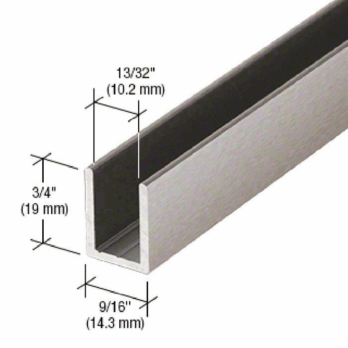 U profil - Børstet stål look - 2,41 m - 19x14,3x19x2 mm