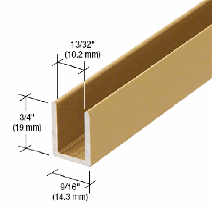U profil - Mat Messing - 1,2 m - 19x14,3x19x2 mm