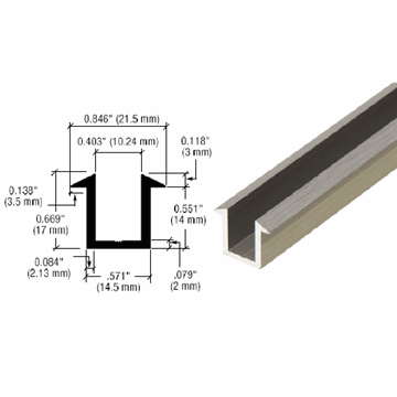 Profil til indmuring - Børstet stål look- 2,40 m til 8-10 mm