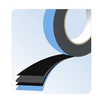 Dobbeltsidet polyurethan sprossetape 3,2 x 25 mm - 15 m - Sort