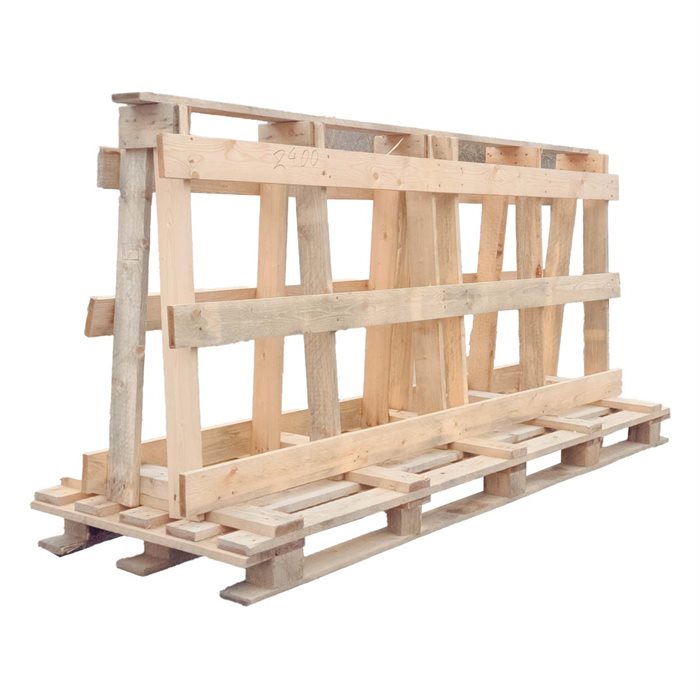 Glasstativ i IPPC træ - 2400 x 1000 x 1670 mm