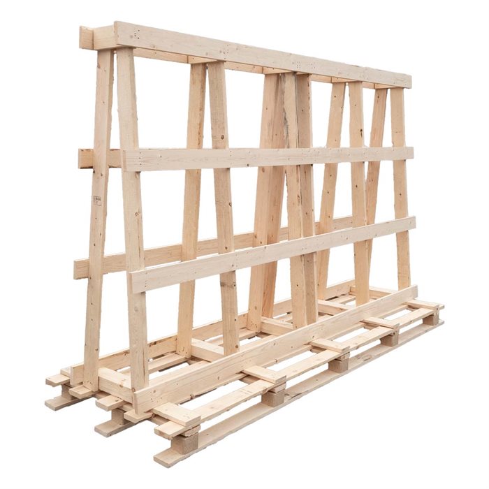 Glasstativ i IPPC træ - 3000 x 1000 x 2000 mm