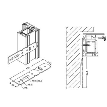 Montagebeslag / anker til Schüco CT 70 vinduer - 200x30x2 - 23720900
